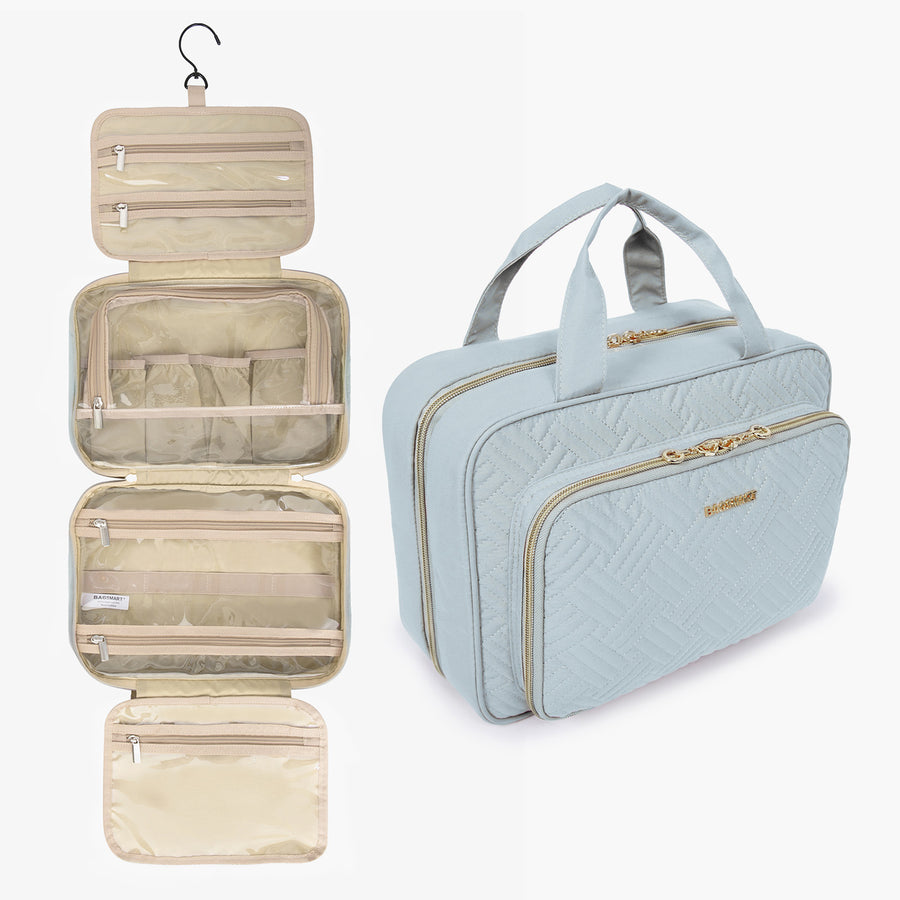 Bonchemin Large Light Blue Hanging Travel Makeup Organizer